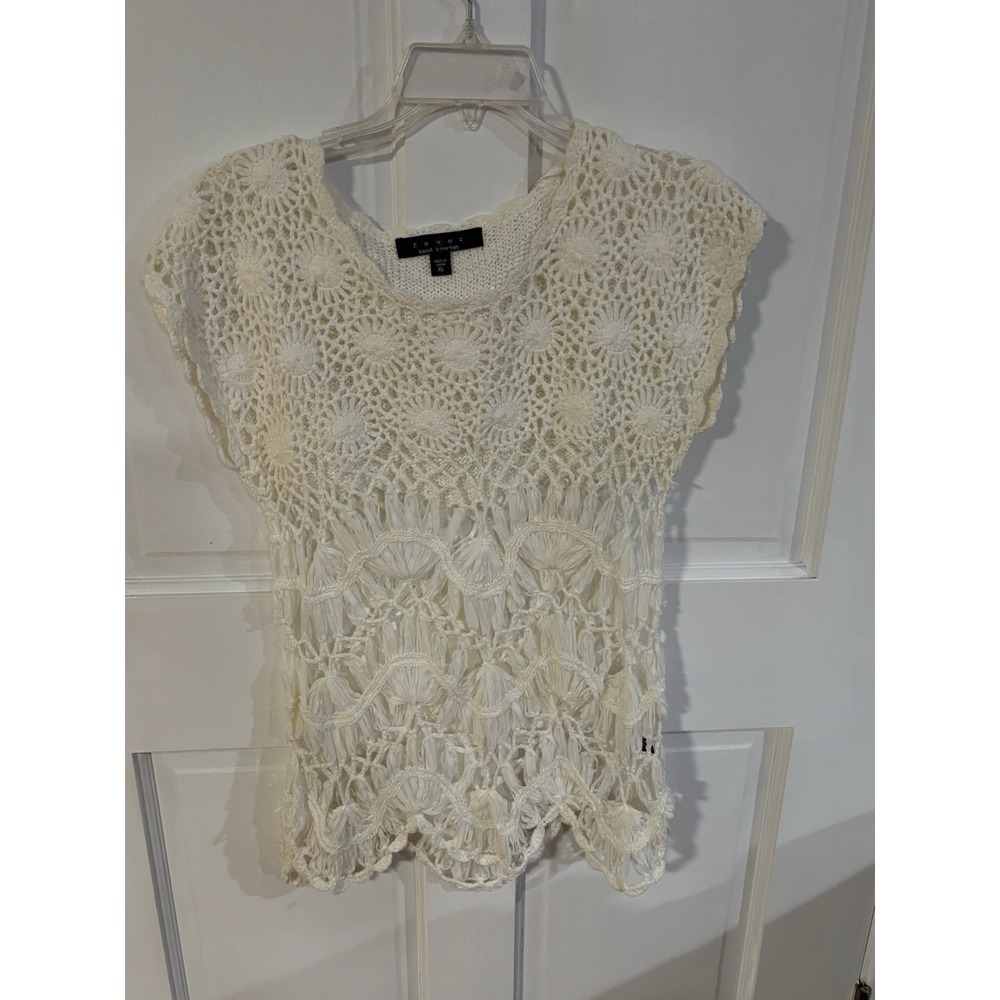 Fever‎ Hand Crochet Xl Top Women's White